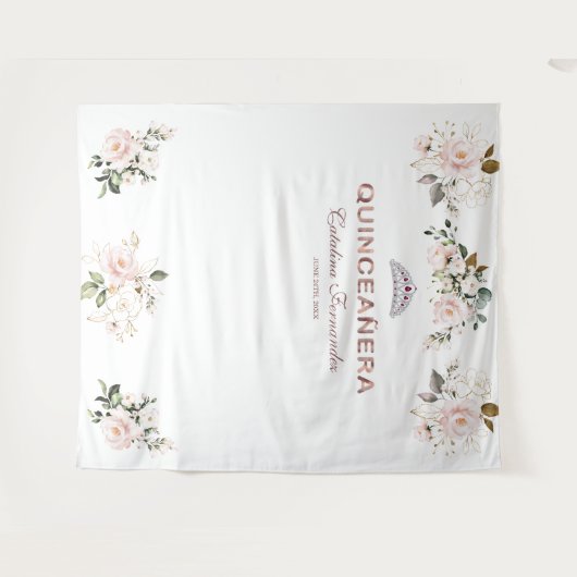 Roze goudkleurige QUINCEAÑERA-prop met charmante r Wandkleed (Voorkant (horizontaal))