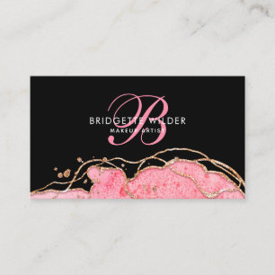 Roze goudmarmer Agate Black Makeup Artist Visitekaartje