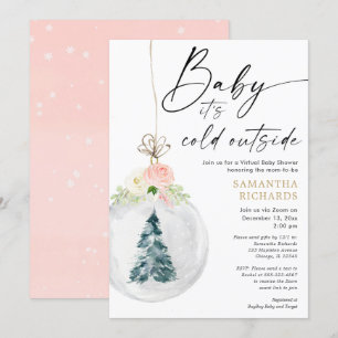 Roze goudmeisje Winter Virtueel baby shower Kaart