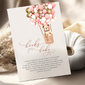 Roze goudmeisjes Beer ballonnen Baby boeken Informatiekaartje