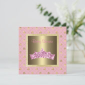 roze goudprinses baby shower tiara kaart (Staand voorkant)