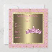 roze goudprinses baby shower tiara kaart (Achterkant)