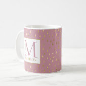 Roze goudregendrup Modern Trendy Monogram Koffiemok (Voorkant links)