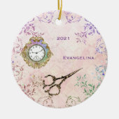 roze goudschaar keramisch ornament (Voorkant)