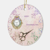 roze goudschaar keramisch ornament (Links)