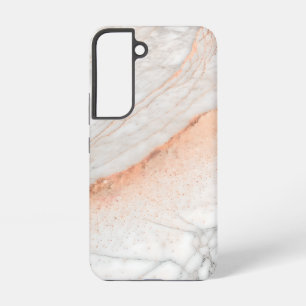 Roze Goudstof op Witte Marmer Samsung Galaxy Hoesje