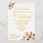 roze goudvezel legant bruiloft folie uitnodiging (Voorkant)