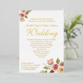 roze goudvezel legant bruiloft folie uitnodiging (Staand Voorkant)