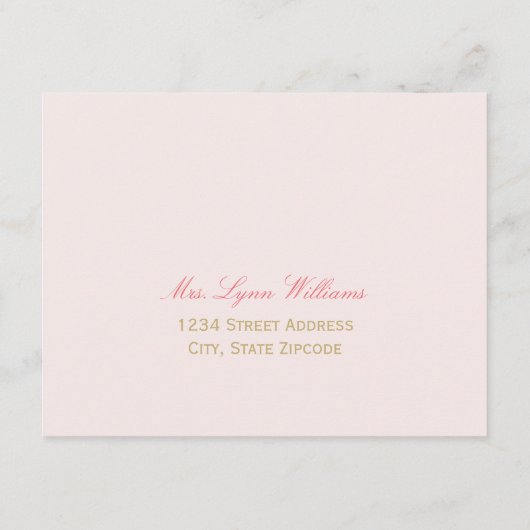 roze goudvezel RSVP kaartje (Achterkant)