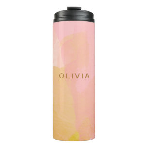 Roze goudWaterverf Abstract schilderen Aangepaste  Thermosbeker