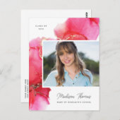 Roze goudWaterverf Foto Afstuderen Briefkaart (Voorkant / Achterkant)