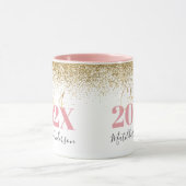roze gouglitter afstuderen elegant script mok (Midden)