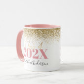 roze gouglitter afstuderen elegant script mok (Voorkant links)