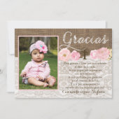 Roze Gracias Bautizo Doopsel bedankt Meisje (Voorkant)