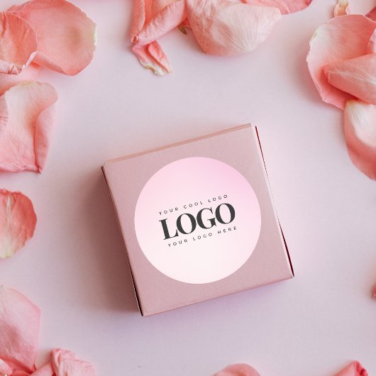 Roze Gradiënt & Aangepaste Zakelijke Rechthoekige  Ronde Sticker