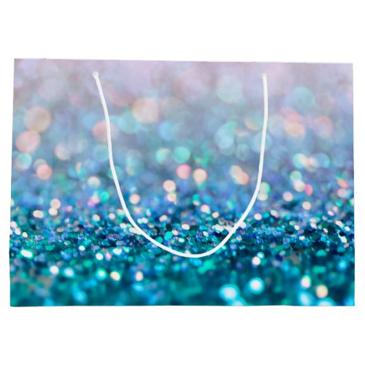 Roze gradiënt Blauw Blauwgroen Sparkle Trendy Glit Large Cadeauzakje (Achterkant)