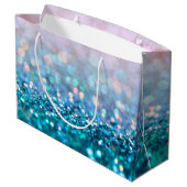 Roze gradiënt Blauw Blauwgroen Sparkle Trendy Glit Large Cadeauzakje (Achterkant Gekanteld)