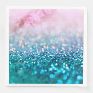 Roze gradiënt Blauw Blauwgroen Sparkle Trendy Glit Servetten