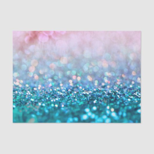 Roze gradiënt Blauw Blauwgroen Sparkle Trendy Glit Tissuepapier (Voorkant)