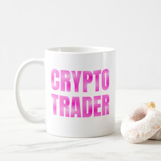 Roze Gradiënt Crypto Trader Mok (Met donut)