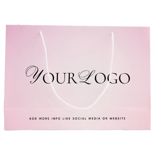 Roze Gradiënt Custom Lang Bedrijf Logo Groot Cadeauzakje (Achterkant)
