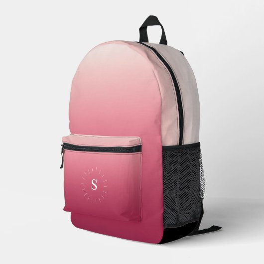 Roze Gradiënt Initialen Print Knip Naai Tas (Achterkant Hoek Rechts)