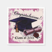 Roze graduatiekap & diploma Napkins Servetten (Voorkant)