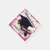 Roze graduatiekap & diploma Napkins Servetten (Hoek)