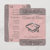  Roze Graduation Invitations Kaart (Voorkant / Achterkant)