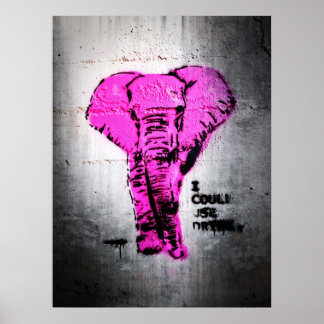 Roze graffiti Elephant Poster