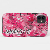 Roze graffiti-geïnspireerde handgetekende harten Case-Mate iPhone case (Achterkant (horizontaal))