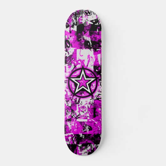 Roze Graffiti Star Skateboard (Voorkant)