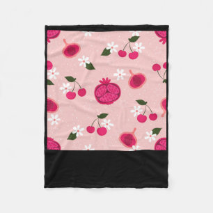 Roze Granaatappel Fruit Cherry Bloemen Daisy Stick Fleece Deken