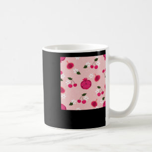 Roze Granaatappel Fruit Cherry Bloemen Daisy Stick Koffiemok