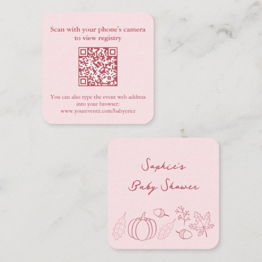 Roze granaatappel Herfst Vrijgezellenfeest QR Code Informatiekaartje (Voorkant / Achterkant)