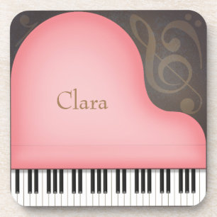 Roze Grand Piano Whimsical Symbols Aangepast Bier Onderzetter