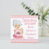 Roze Grandma Baby shower Kaart (Staand voorkant)