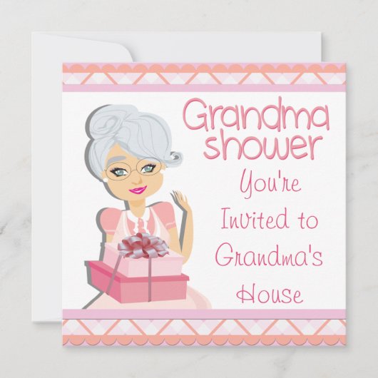 Roze Grandma Baby shower Kaart (Voorkant)