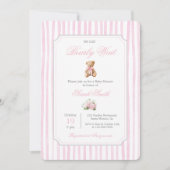 Roze Grandmillennial Teddy Bear Baby shower Girl Kaart (Voorkant)