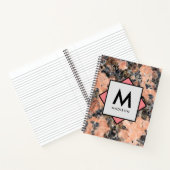 Roze Graniet Rock met Jouw naam en Monogram op Notitieboek (Binnen)