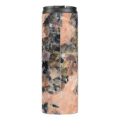 Roze Graniet Rock Textuur met Naam en Monogram Thermosbeker (Achterkant)