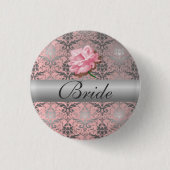 Roze grap Damask Bride Button (Voorkant)