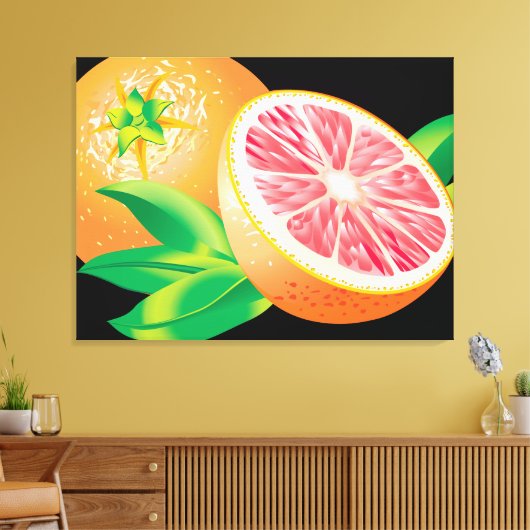 Roze grapefruit canvas afdruk (Insitu (Woonkamer))