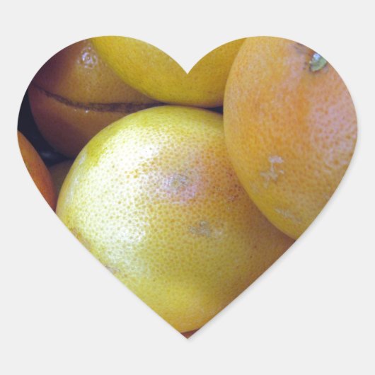 Roze grapefruit hart sticker (Voorkant)