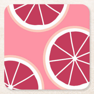 Roze grapefruitdia vierkante kartonnen onderzetter