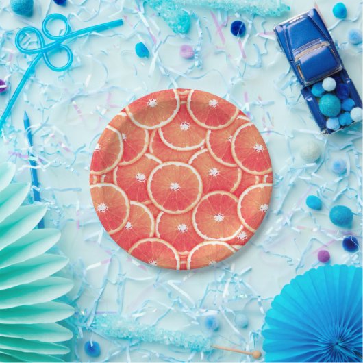 Roze grapefruitmoes papieren bordje (Feest)