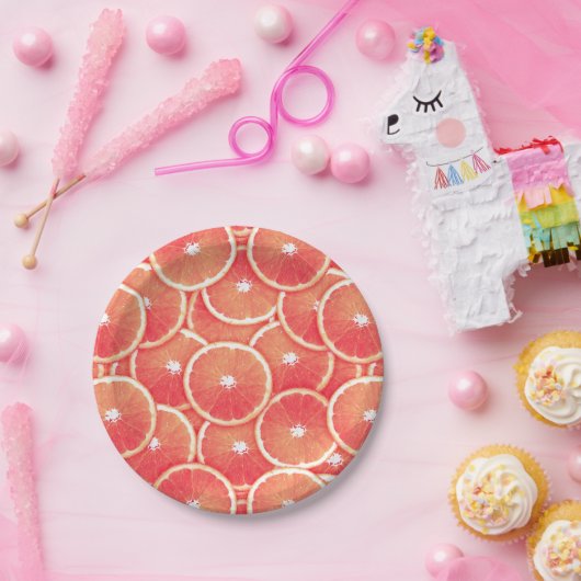 Roze grapefruitmoes papieren bordje (Feest)