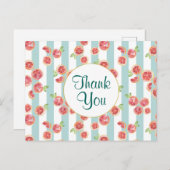 Roze grapefruitpatroon op groene strepen Dank u we Briefkaart (Voorkant / Achterkant)