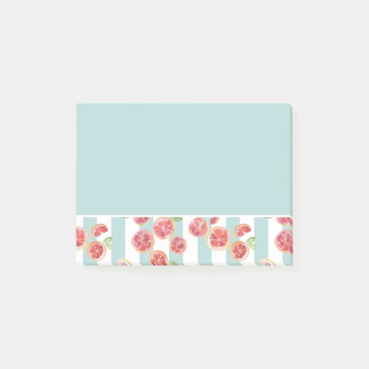 Roze grapefruitpatroon op groene strepen post-it® notes (Voorkant)