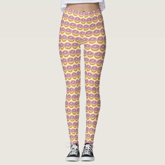 Roze grapefruits Half Breakfast Citrus Fruit Print Leggings (Voorkant)